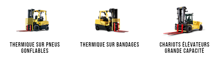 thermique sur pneus gonflable, thermique sur bandages et chariot élévateur grande capacité